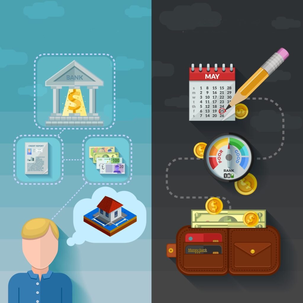 two vertical credit rating banners