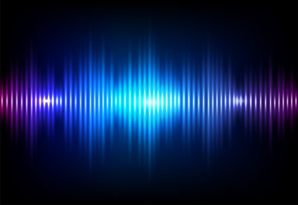wave sound neon vector background. music flow soundwave design, light bright blue elements isolated on dark backdrop. radio beat frequency consist of lines